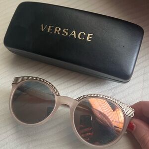 Versace Blush/Rose Gold Cat Eye Sunglasses w/ Grey Mirror Lenses